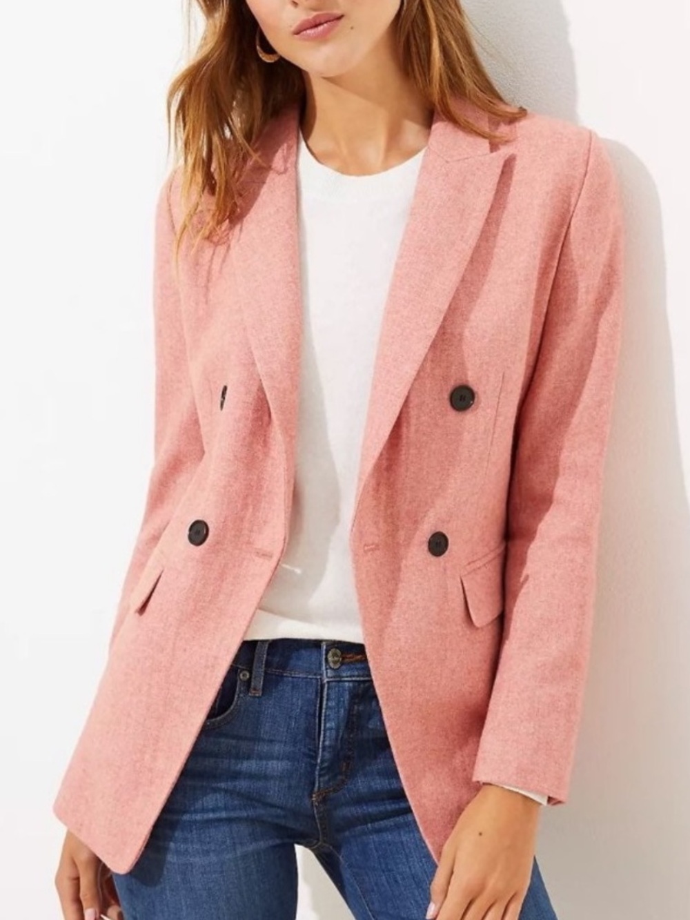 LOFT - Pink Double-Breasted Tailored Blazer